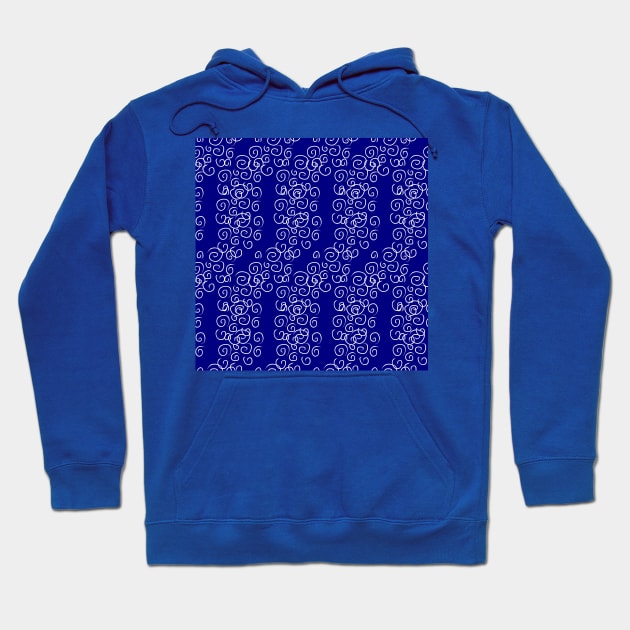 Blue background with white swirls. Hoodie by grafinya